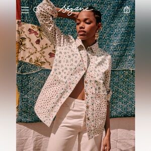 Sezane Floral Print Will Jacket - Cream and Multicolor